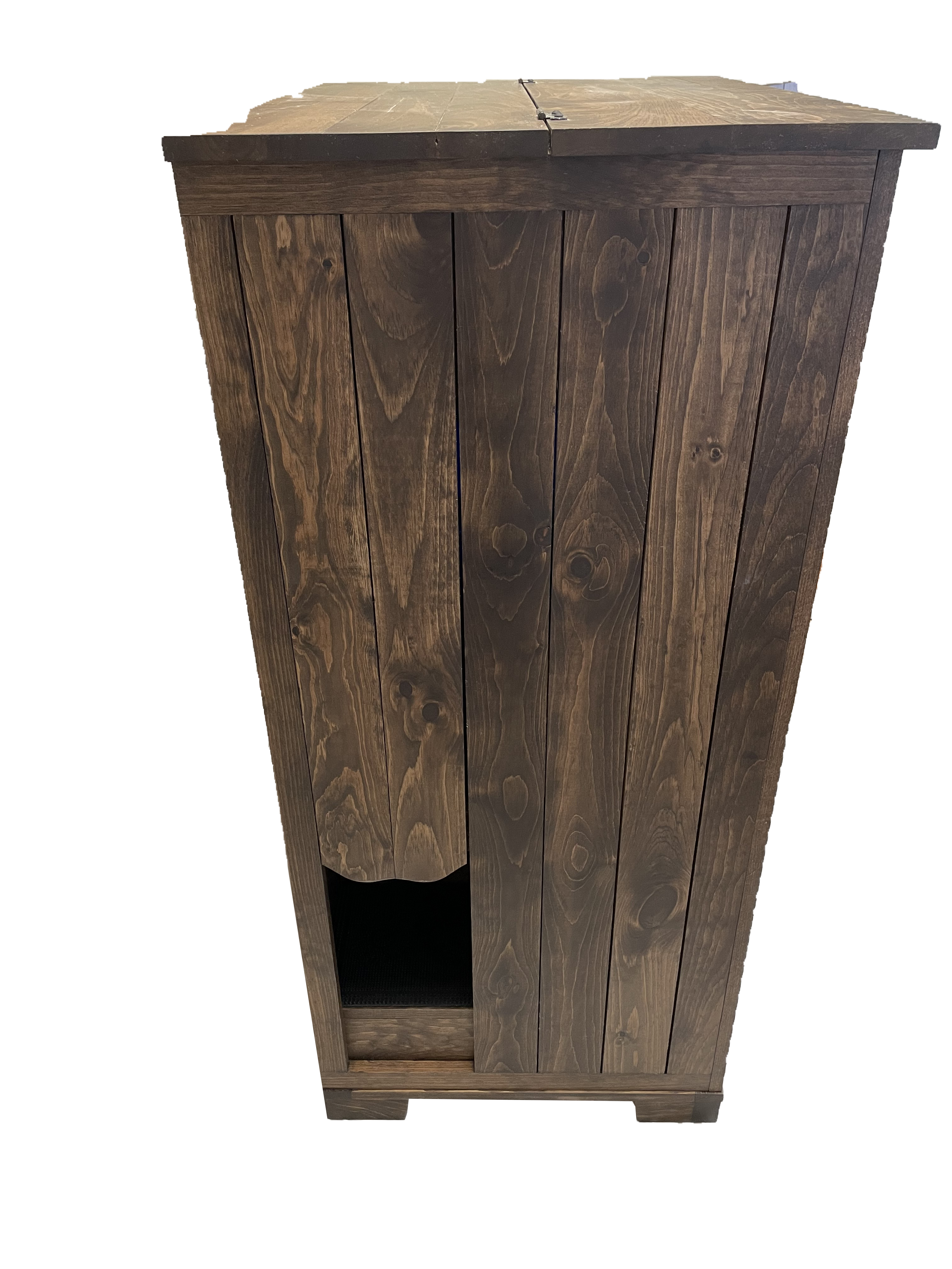 view of cat entrance to the cat litter cabinet