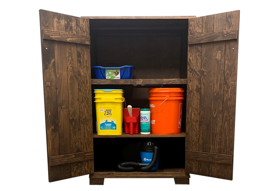 The Cat Cache Litter Box Storage Cabinet with Removeable Shelf