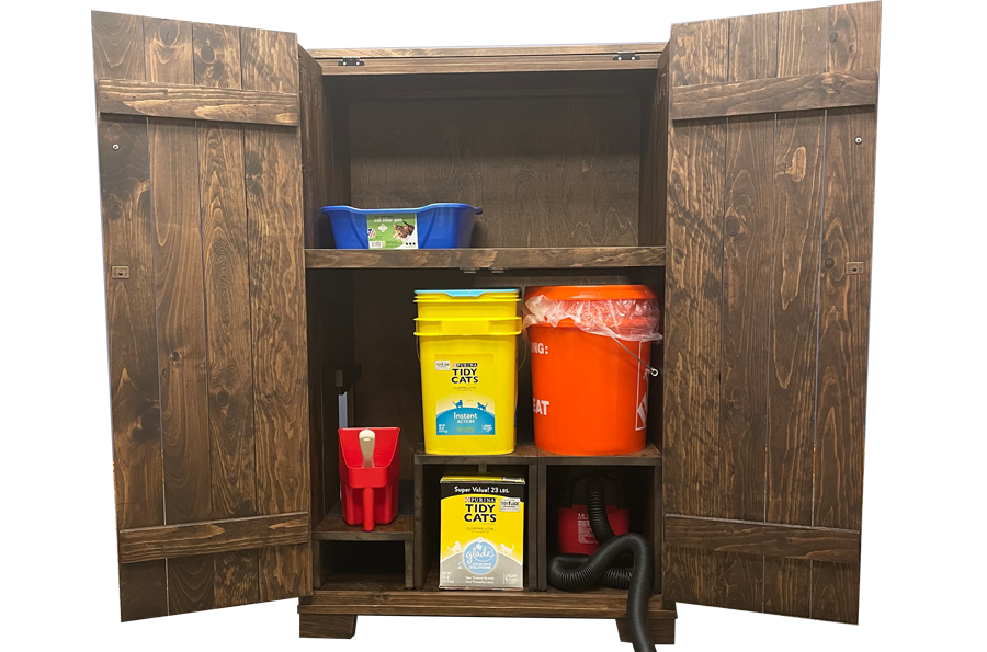 The Cat Cache Litter Box Cabinet with Deep Box Steps