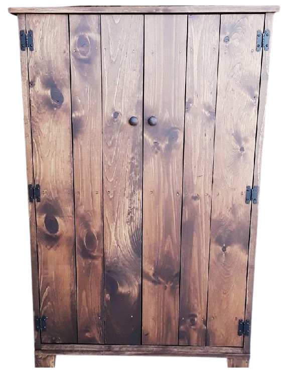 front view of the cat cache litter box cabinet system